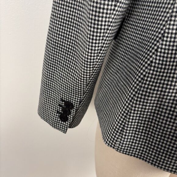 Talbots Womens 6 Blazer Black White Check Classic Wool Blend Preppy Career Basic - Picture 8 of 9